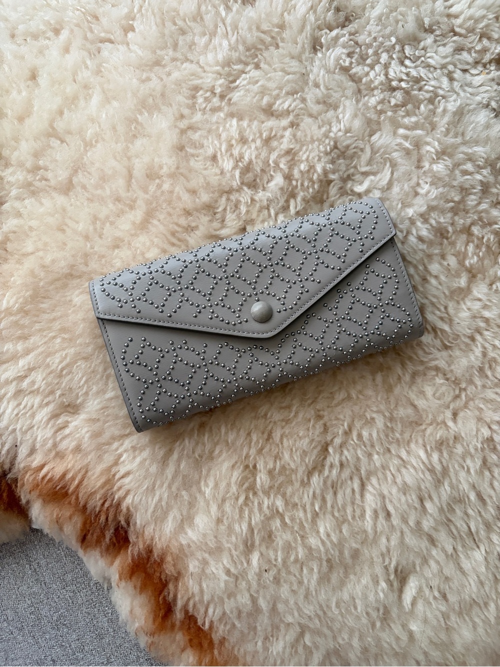 Alaïa Gray Studded Envelope Wallet